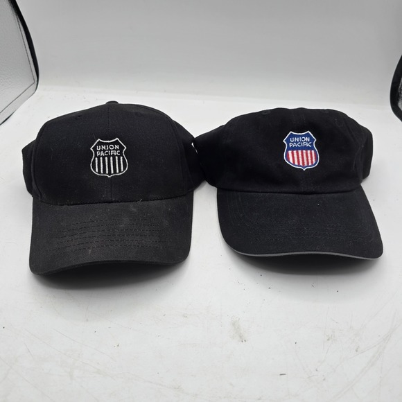 2 Union Pacific Railroad Baseball Hats Caps Embroidered Adjustable Black Train